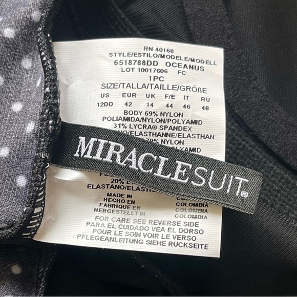 Miracle suit Oceanus Polka-Dot One-Piece Swimsuit Womens Size 12DD Tummy Control - Picture 8 of 8